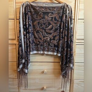 TanJay Brown and Black Paisley Shawl